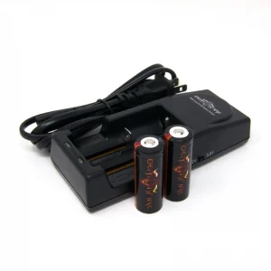 2 Pack Demonfire IMR 18500 LiMn High Drain Batteries 3.7V 1300mAh & D1 Charger